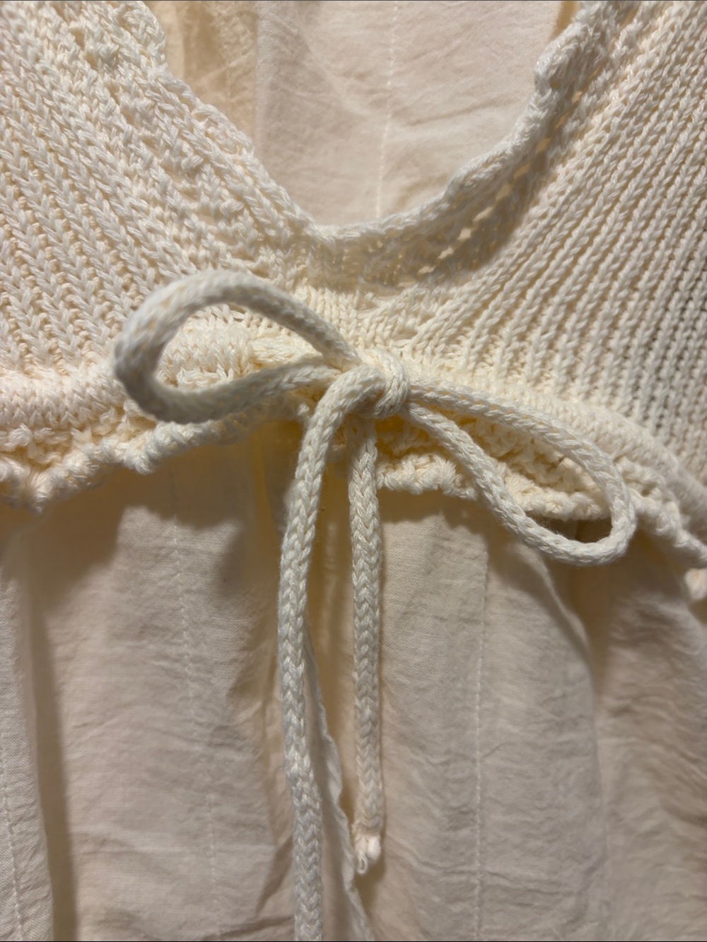 Zara Cream Crochet & Knit Tie-Front Tank - Picture 4 of 13